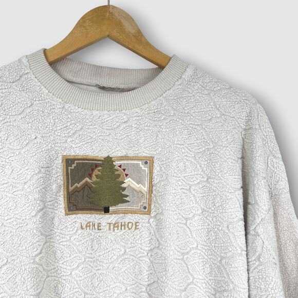 Vintage 90s Lake Tahoe Textured Sweatshirt Small / Medium - Picture 3 of 6